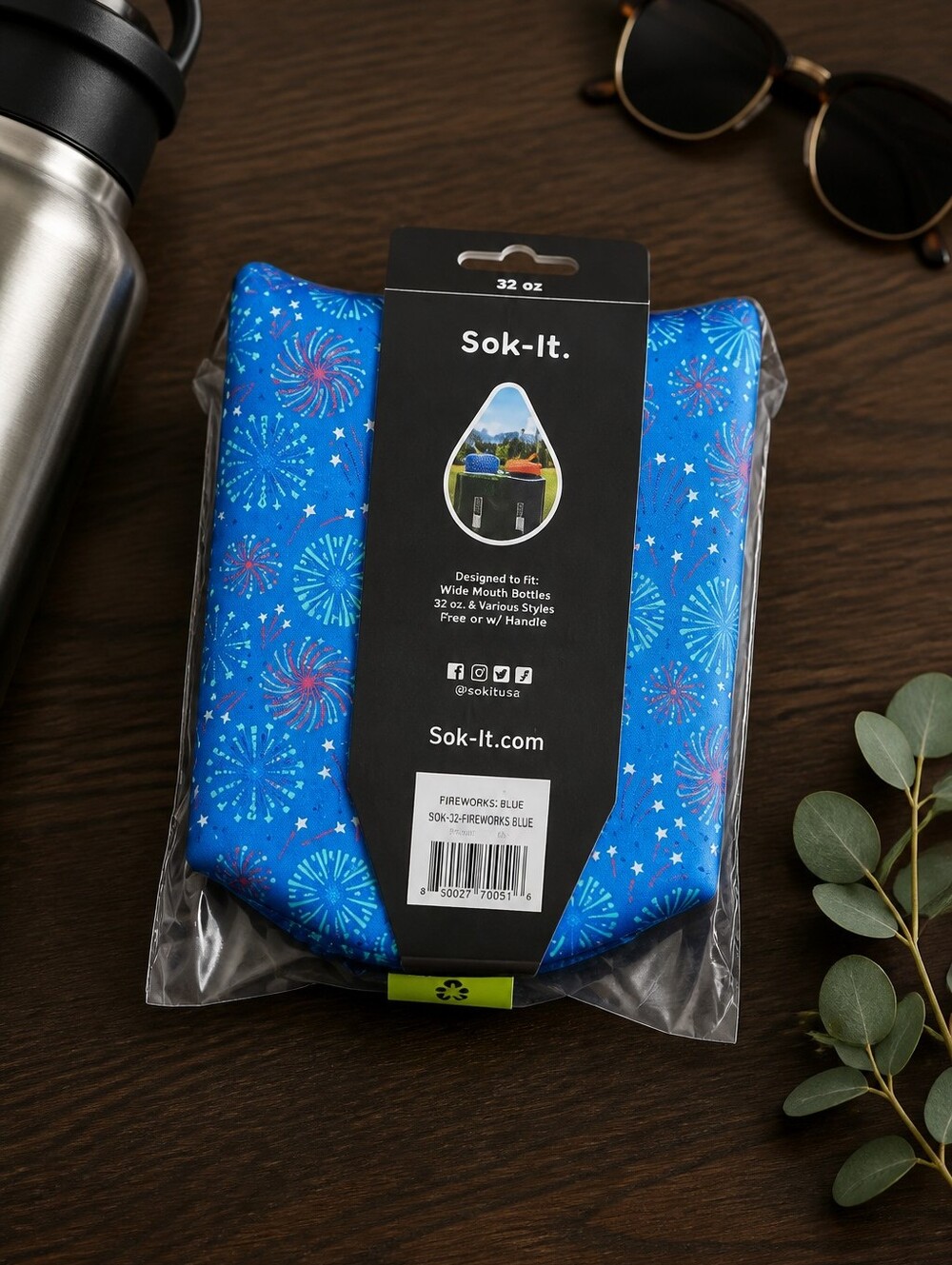 Blue Fireworks Bottle Cover